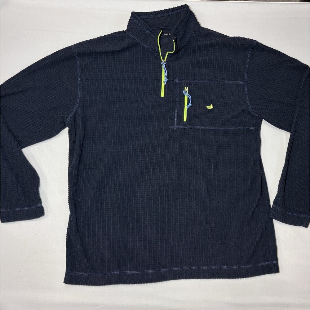 Southern Marsh Mens Fieldtec Waffle Knit Pullover Size L Blue 1/4 Zip